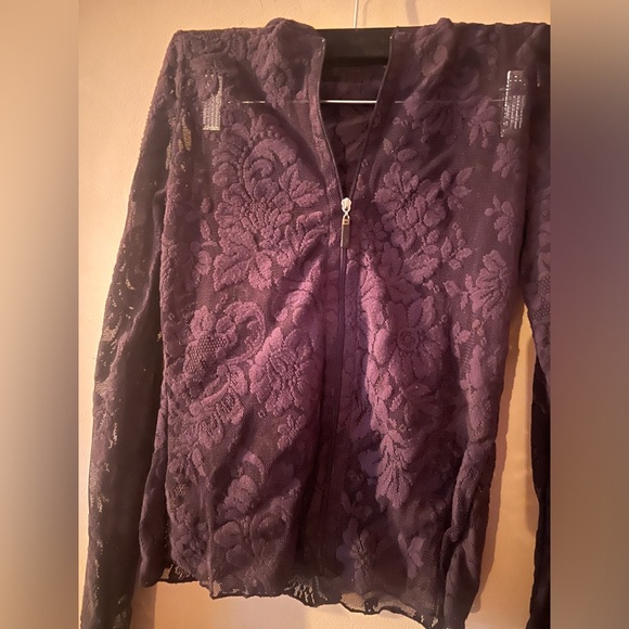 Victoria’s Secret black lace zip up sweater hoodie sheer sexy 90s boho y2k small - Picture 3 of 6